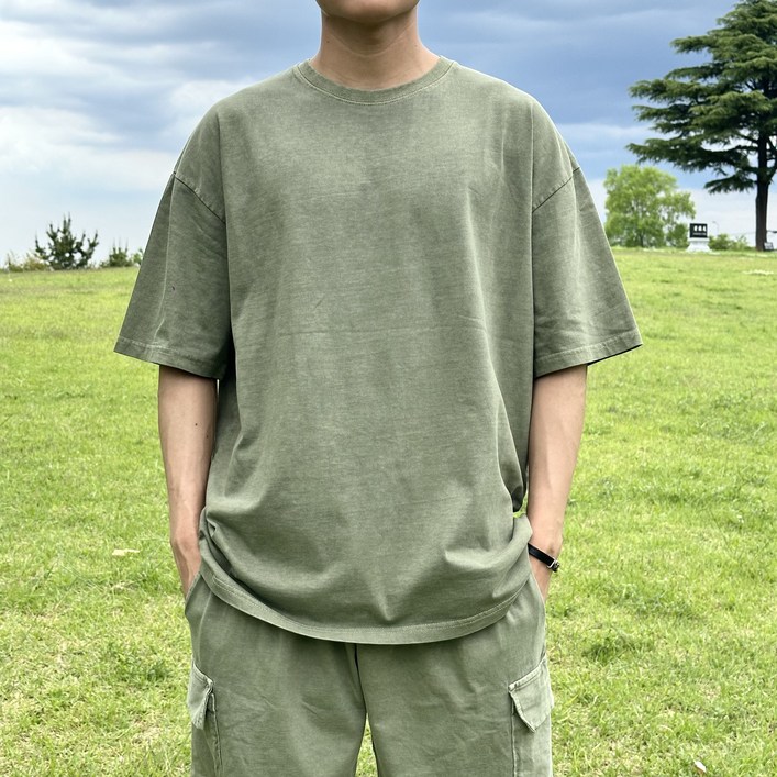 에비드 남성 데일리 피그먼트 반팔 티셔츠3size