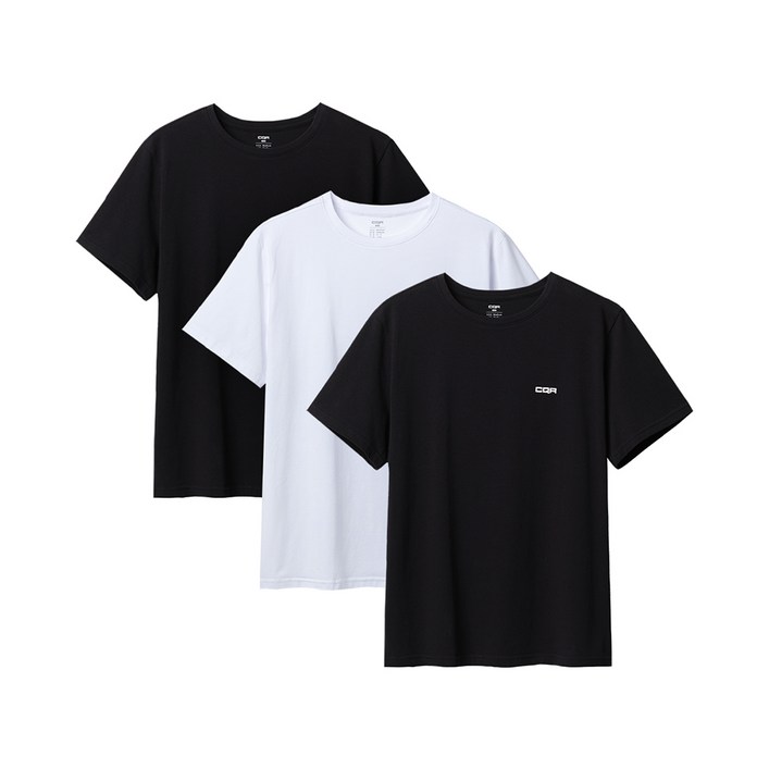 [3PACK] 기본 면 스판 라운드 반팔 티셔츠