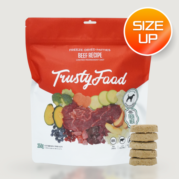 쿠팡특가 트러스티푸드 기호성좋은 강아지 저알러지 동결건조 사료, 350g, 1개, 소 쿠팡특가 트러스티푸드 기호성좋은 강아지 저알러지 동결건조 사료, 350g, 1개, 소
