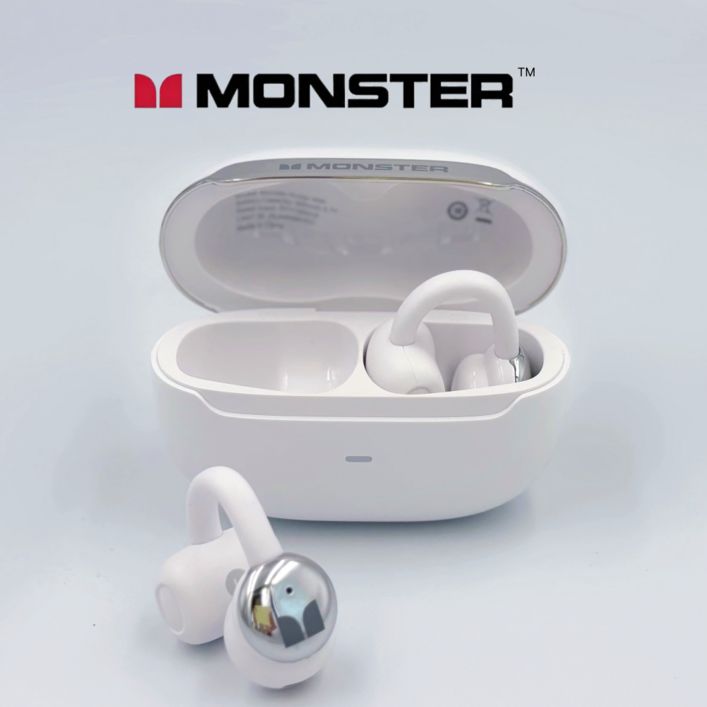 MONSTER정품 W66 귀걸이형 무선 블루투스 이어폰 오픈형 신규출시, 화이트