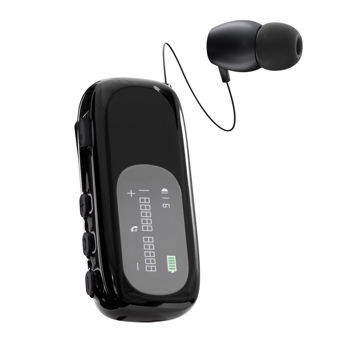 RUN기술 원터치 클립형 블루투스 무선 이어폰 자동감김 노이즈캔슬링, 블랙