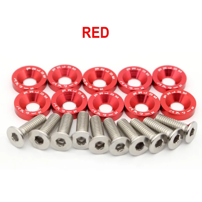 패스너 펜더 와셔 오목 나사 알루미늄 및 M6 볼트 듀얼트론 이글 울트라 제로 9 Kaabo 부품 10 개