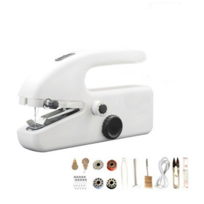MOOZ 미니 재봉틀 휴대용 핸드 미싱기, 화이트