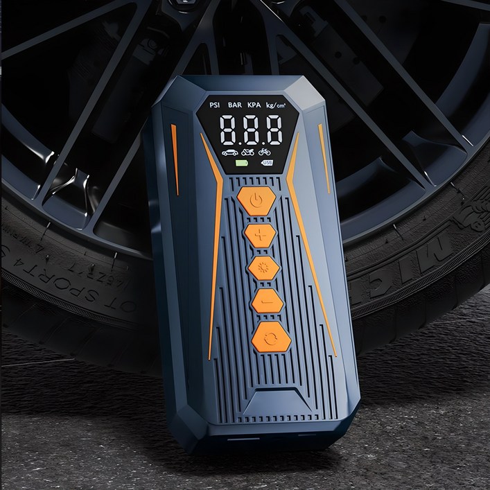 KORELAN 휴대용 무선 타이어 공기압 주입기 6000mAh 다용도 올인원 에어펌프 (압력 모니터링/보조배터리/led손전등)