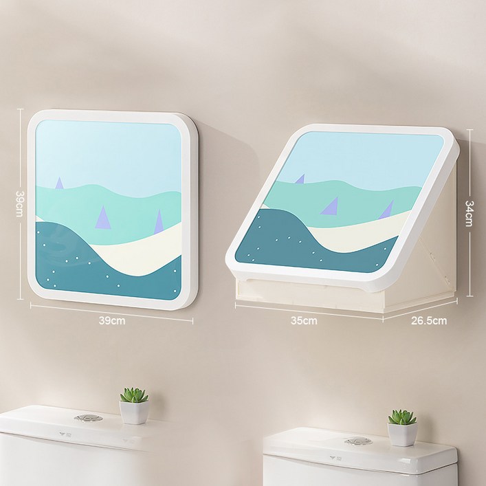 KCPJ 인테리어 벽화 수납함 거실 침실 장식용 욕실 방수 접이식 벽걸이 정리함, 1개, 녹색청산