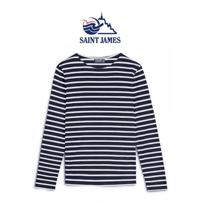 세인트제임스 밍콰이어 모던 긴팔티 마린에크루 네이비아이보리 SAINT JAMES