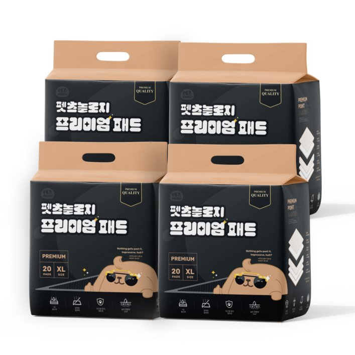펫츠놀로지 괴물 흡수력 프리미엄 메쉬 배변패드, 4개, 20개입