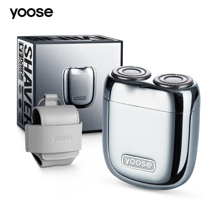 yoose 미니 전기 면도기 휴대용 면도기 완전 방수 USB-C 충전식 휴대용 파우치 포함, Yoose Mini Shaver, 실버