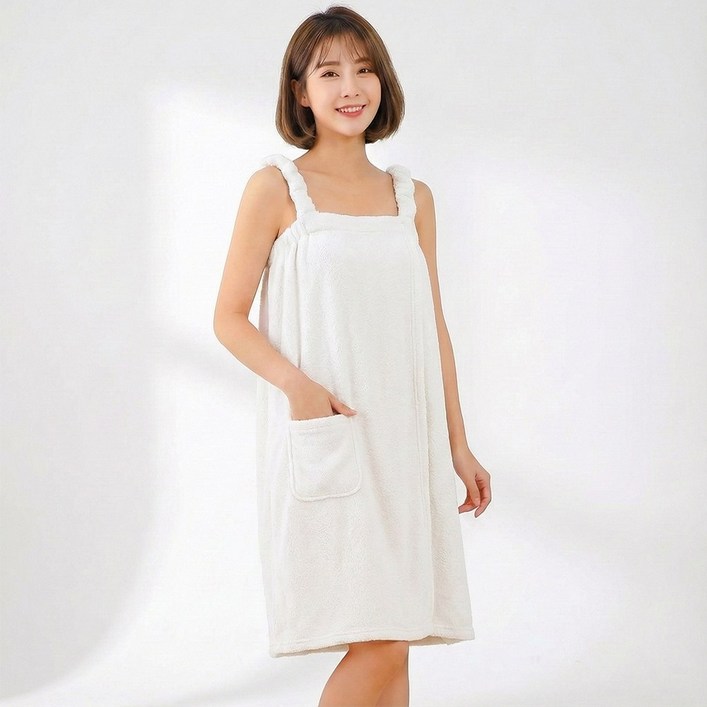 피플피 포근한 여성 어깨끈 랩 샤워가운 목욕가운