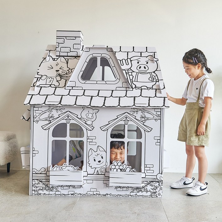 마이하우스3 아기돼지 삼형제 색칠하는 종이집 DIY 어린이선물, 마이하우스3