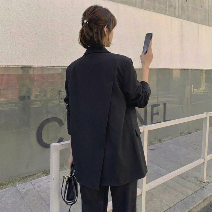 패피샵 여성 빅사이즈 오버핏 뒷트임 테일러드 워크 자켓