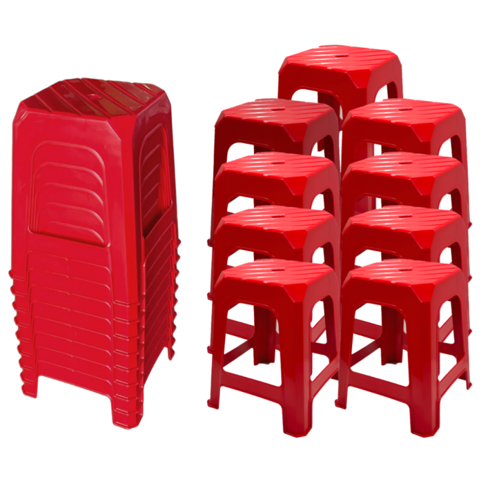 [나코] 간이 플라스틱 의자 야외용 편의점 튼튼한 고하중 사각 행사용 포장마차의자, 애플레드, 9개