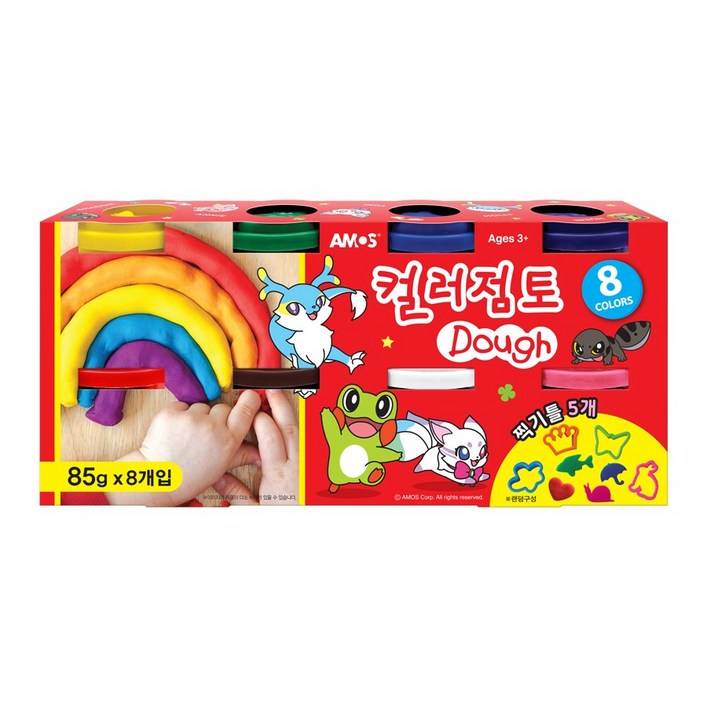 아모스 칼라점토 85g x 8종 세트, 노랑, 초록, 파랑, 보라, 빨강, 갈색, 흰색, 분홍 아모스 칼라점토 85g x 8종 세트, 노랑, 초록, 파랑, 보라, 빨강, 갈색, 흰색, 분홍