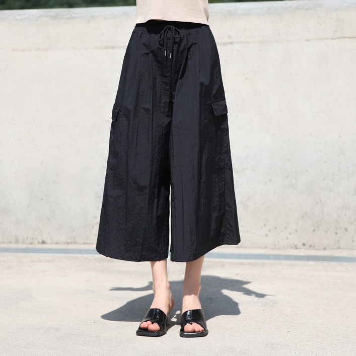 동대문스타일 여자 밴딩 치마바지 바스락 스트링 카고 와이드 밴딩 큐롯팬츠 여성 여름 카고팬츠