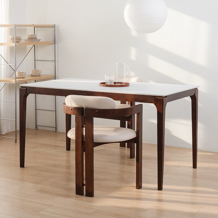 오브 포세린 세라믹 식탁 원목 테이블, 4인용, 월넛