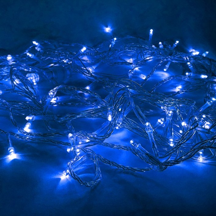 선세이브 LED 은하수전구 100구 투명선정류기 세트 크리스마스 트리 전구 캠핑 조명 무드등, 파란색
