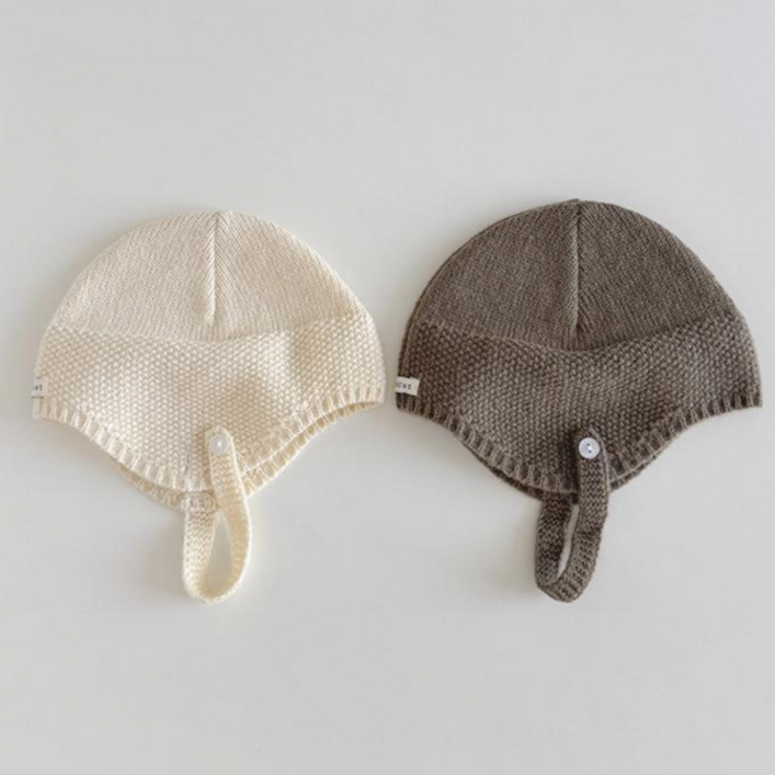 아기 모자 비니 니트 노즈 스트랩 보넷 6개월 돌아기