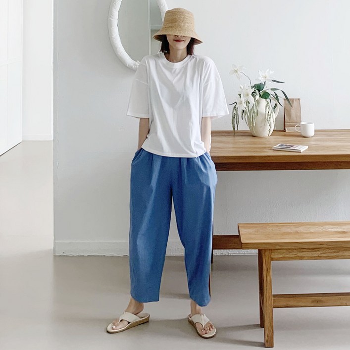 애플망고옷장 오버핏 9부 936 동가 여름 면긴팬츠