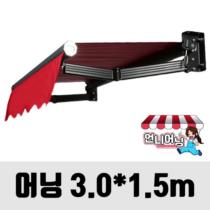 언니어닝 어닝 v2 (보강형) 도장프레임 농막 햇빛가리개 옥상 접이식 캐노피 천막, 어닝, 3m x 1.5m(가로 x 돌출)