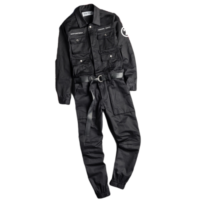 남자 점프슈트 봄 가을 힙합 남성 작업복 일체형 블랙 엘로우