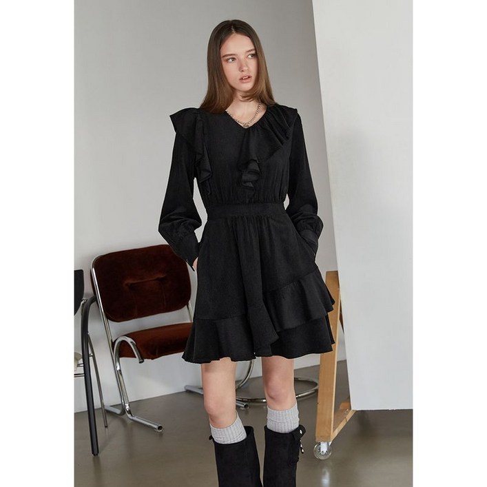 [AK플라자] [에고이스트] 벨벳 러플 원피스  ER4WO263