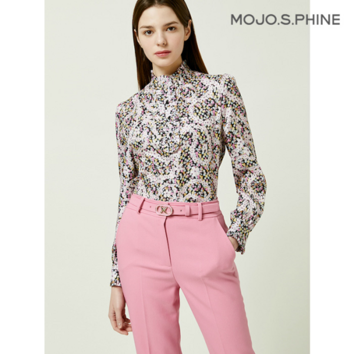 [모조에스핀] 하이넥 러플 블라우스 FL_J241MSC006