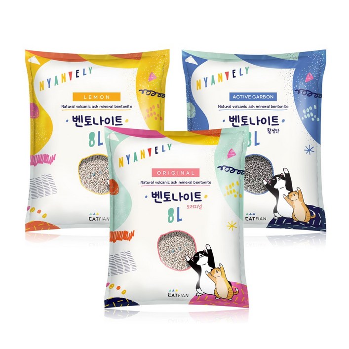 냥블리 벤토나이트 17.4kg 5.8kg x 3개입 3종 무향, 레몬, 활성탄, 24L, 1개