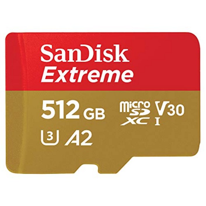 SanDisk microSDXC UHSI 카드 512GB Extreme 초고속 타입읽기 최대 190MBs 쓰기 최대 130MBs 샌디스크 익스트림 SDSQXAV512GGN6MN 해외 패키지품