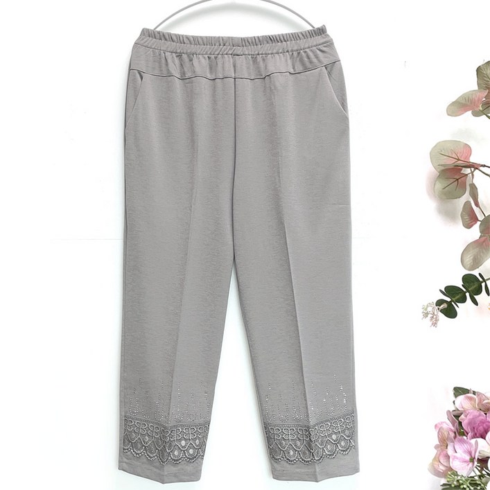 국민할매 할머니옷 여름 쿨스판 밑단 레이스 9부 밴딩바지SH8817 중년 여성의류 요양원옷