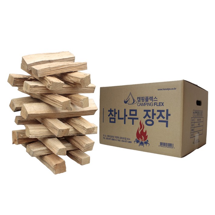 캠핑플렉스 참나무 장작 1720kg 한박스 바베큐 장작 마법가루 불꽃 불멍가루 사은품증정, 1개