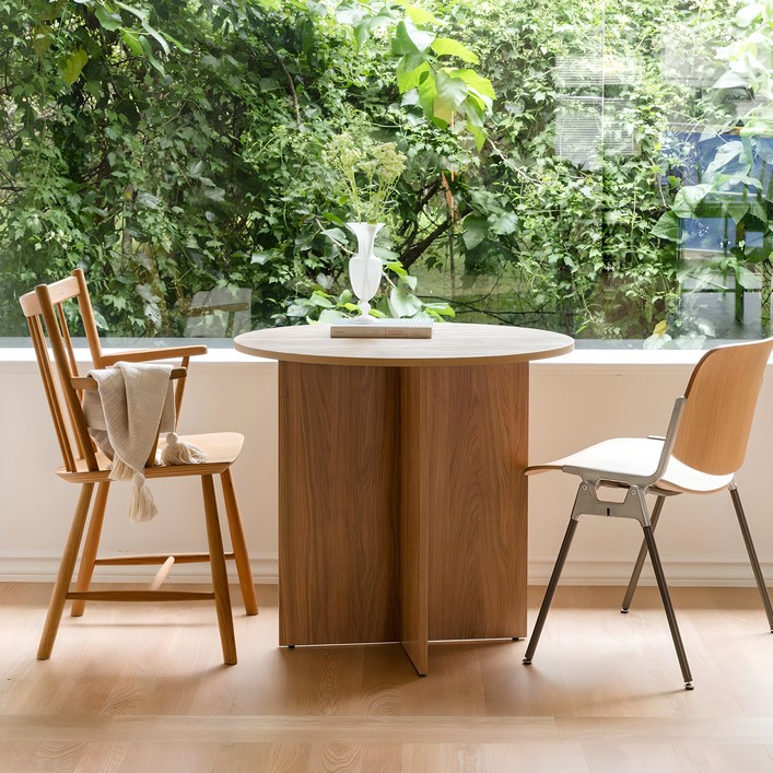 우드레이 홈카페 원형 식탁 테이블 800, 오크