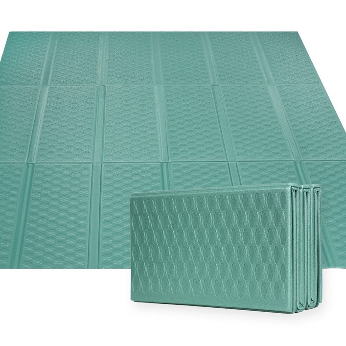 이지하우스 야외용 매트 3단 엠보싱 접이식 캠핑 나드리 장박 차박 양면매트, 그린