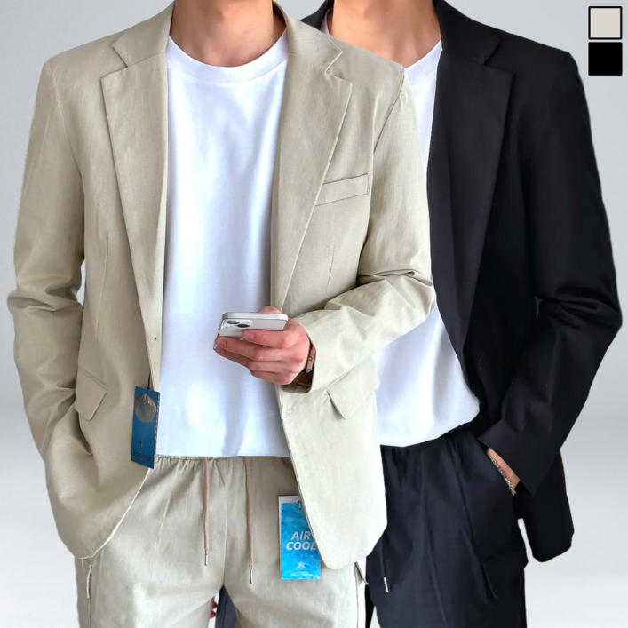 남성용 빅사이즈 린넨 정장 싱글 블레이져 자켓 62331