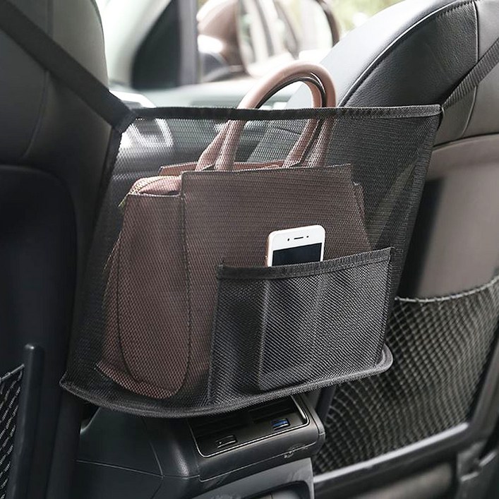미즈코스 자동차 포켓 차량 메쉬 포켓 차량 가방정리 틈새 시트백 멀티포켓, 블랙, 2개