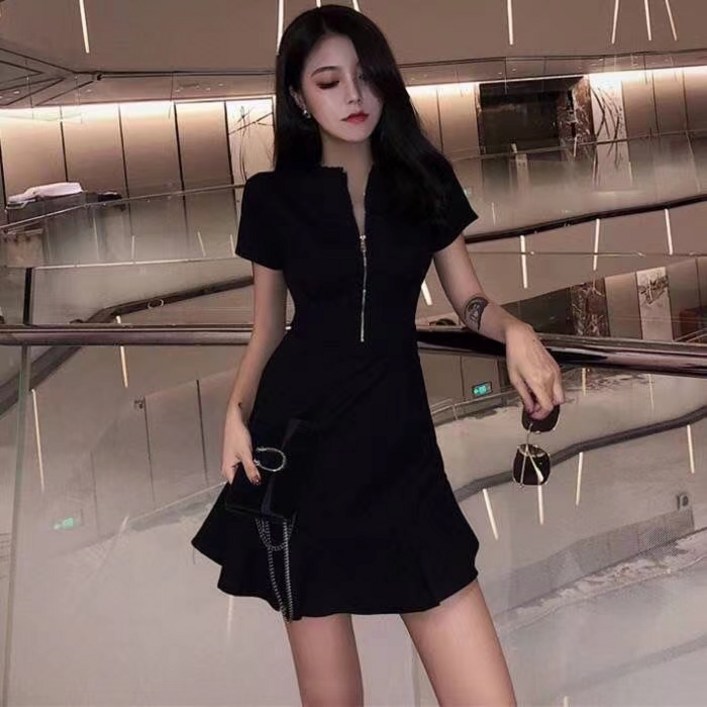 신상 기질 집업 블랙 미니 원피스