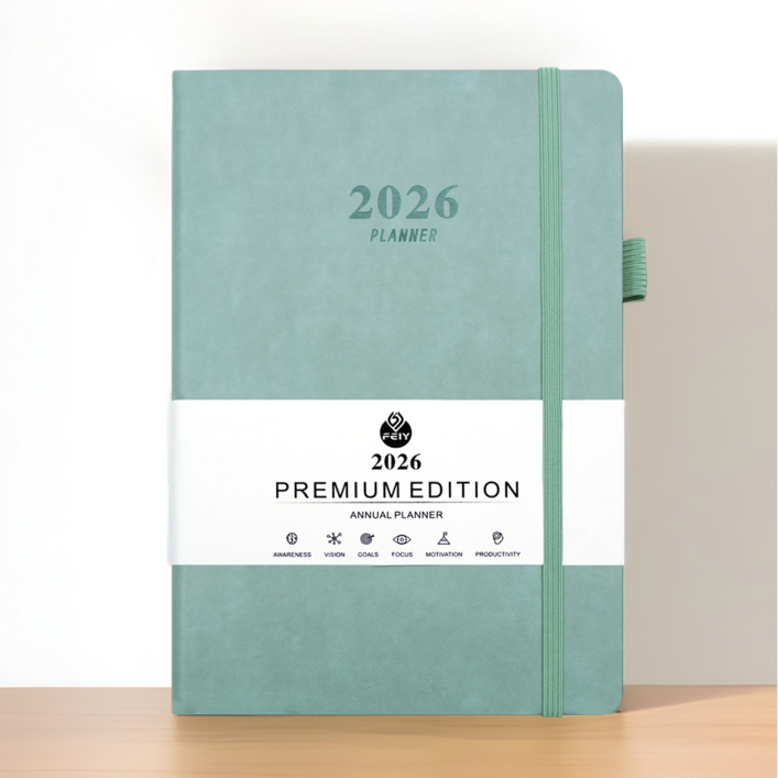 울이즈쿨 2026 하드커버 A5 날짜형 다이어리 플래너, 1개, 민트 블라썸