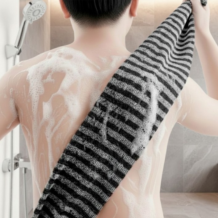 원앤모어 강력 각질제거 와이드 샤워타올 때수건 때타올, 시크 블랙, 1개, 1개입