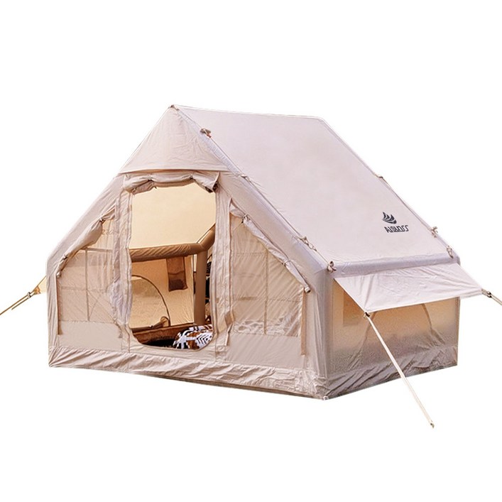 아이순스 에어텐트 캠핑텐트 원터치텐트 감성 글램핑 텐트 가족텐트 거실형, 베이지, 34인용