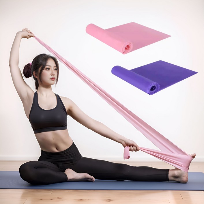 세렌디 라텍스 스트레칭밴드 1+1 근력운동 튜빙밴드 홈트용 요가 필라테스 복지센터 문화센터 재활운동 고무밴드