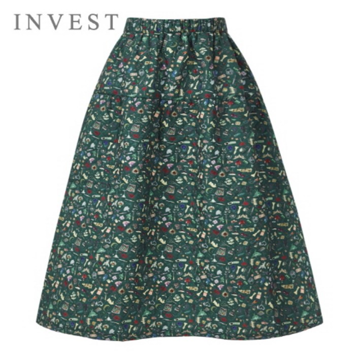 믹스 나염 패딩 롱 스커트INI5W1SK8341