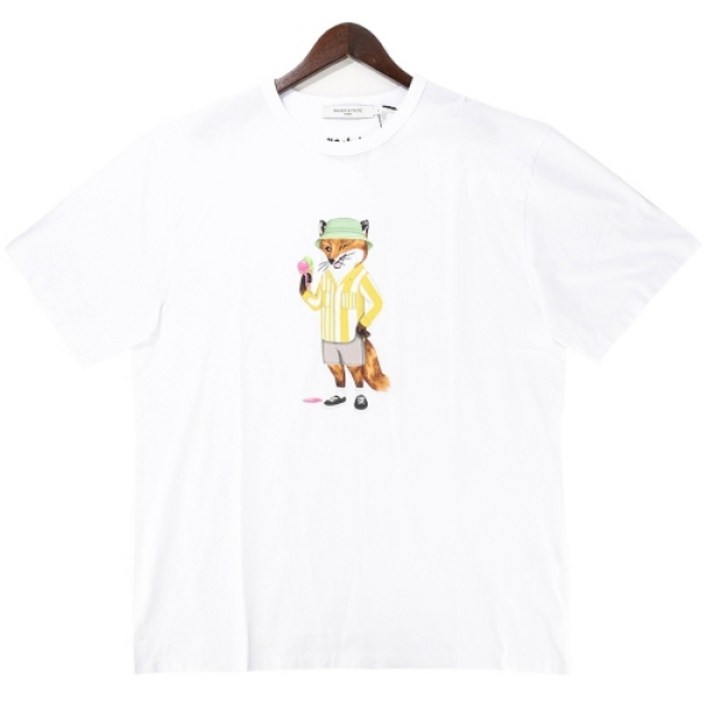 메종키츠네 23SS 남성 드레스드 폭스 반팔 티셔츠 KM00145KJ0008 WHITE