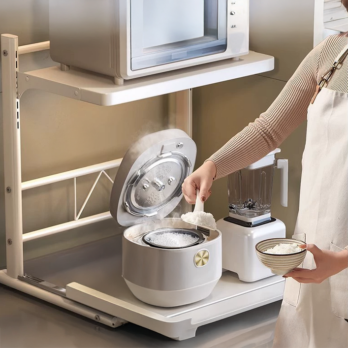 체블스 전자레인지 선반 오픈 슬라이딩 높이조절 다이 렌지대 2단, 2단, 크림