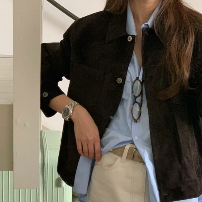 에스라이프 여성 스웨이드 점퍼 카라 자켓 2color