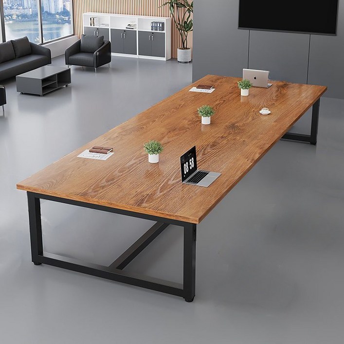 사무실 회의실 사각 회의 테이블 상담 세미나 연수용 책상, 브라운 상판+블랙 다리