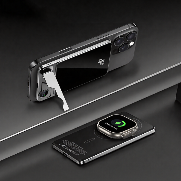 루비크 초슬림 초경량 맥세이프 보조배터리 고속 무선 3 in 1 애플워치 에어팟 충전 0.8cm, 그레이 티타늄, 1개