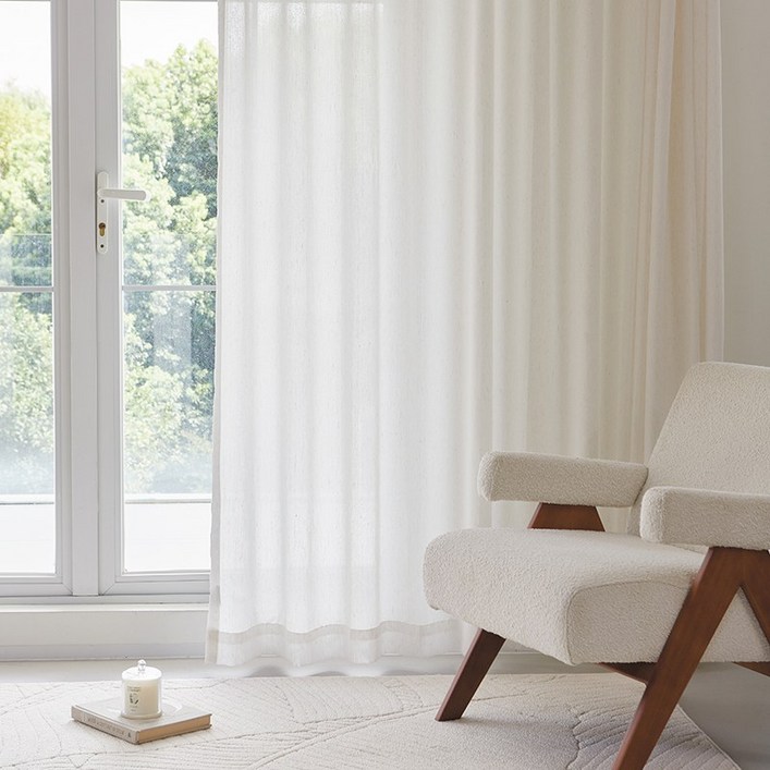 홈키안 나비주름 린넨 커튼 도톰차르르 비침없는 이음선없는 항균 방풍 거실 커텐
