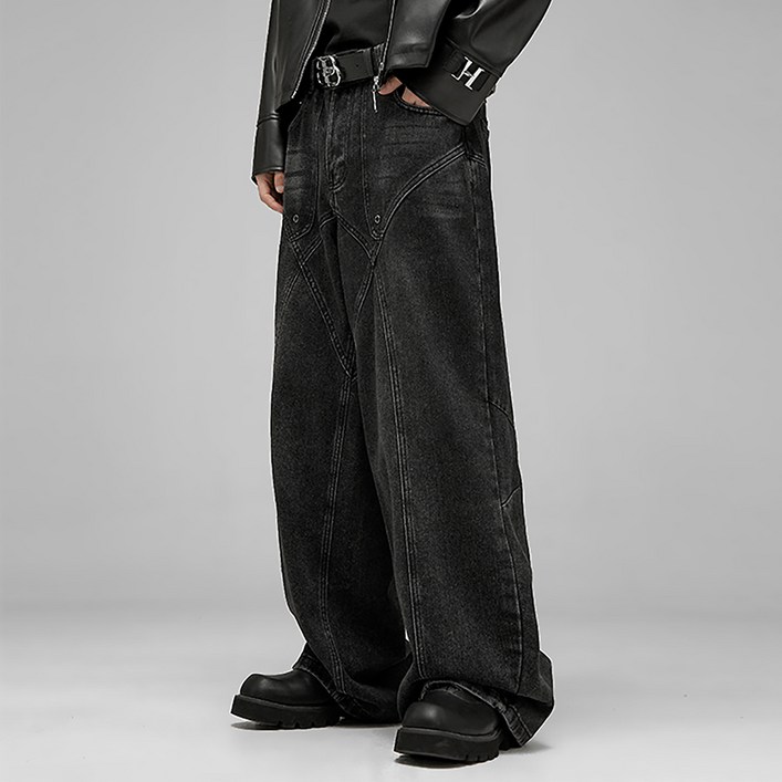 스몰더 빈티지 밴딩 절개 데님 팬츠 1565