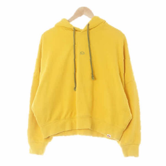 엘레쎄 0665 ellesse 겨자색 면혼방 가오리핏크롭후드티 90