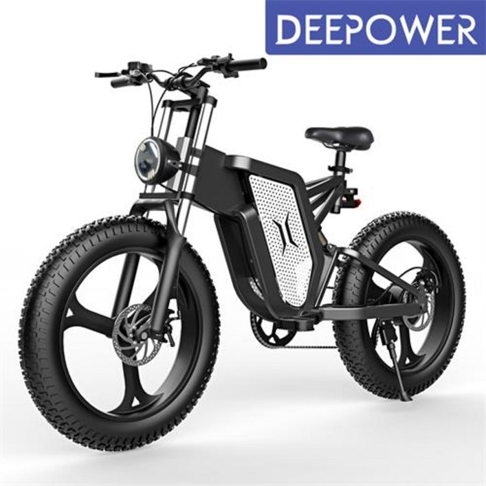 2022년 DEEPOWER 2000W 48V 25Ah 최신형 전기자전거 MTB 산악 자전거 20인치 팻바이크 7단 변속, 블랙 + 실버 - 쇼핑앤샵