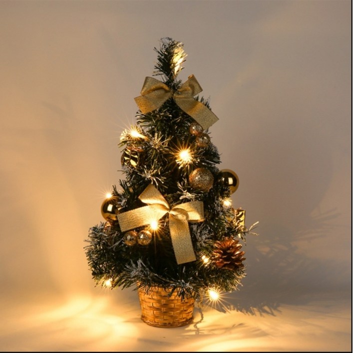 5시주문건 당일배송 FOOI 예쁜 크리스마스 트리 + LED 전구 세트 미니트리 빠른배송, 골드40cm